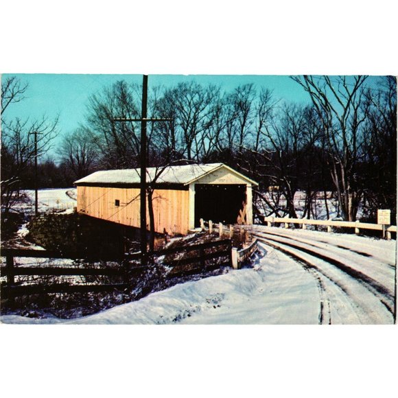 Ashtabula County Ohio Covered Bridge Postcard Travel Souvenir Unposted - Picture 1 of 2